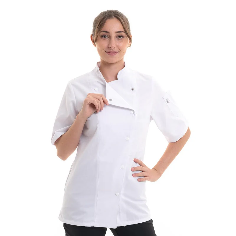 Veste de Cuisine Femme Blanche ML Fermeture Asymétrique - ROBUR - Image 10