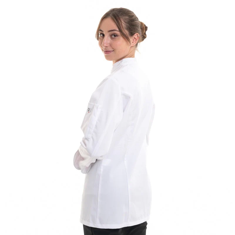 Veste de Cuisine Femme Blanche ML Fermeture Asymétrique - ROBUR - Image 4