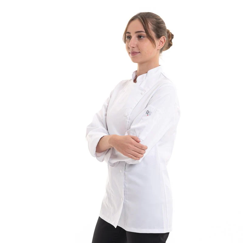 Veste de Cuisine Femme Blanche ML Fermeture Asymétrique - ROBUR - Image 6