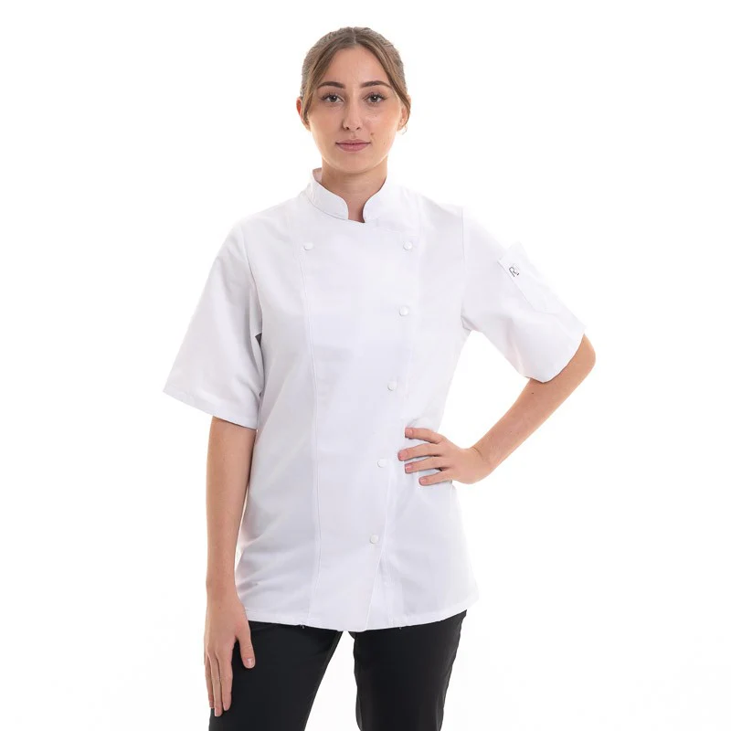 Veste de Cuisine Femme Blanche ML Fermeture Asymétrique - ROBUR - Image 7
