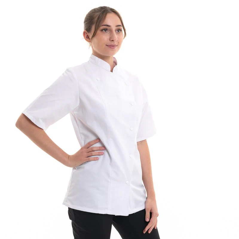 Veste de Cuisine Femme Blanche ML Fermeture Asymétrique - ROBUR - Image 9