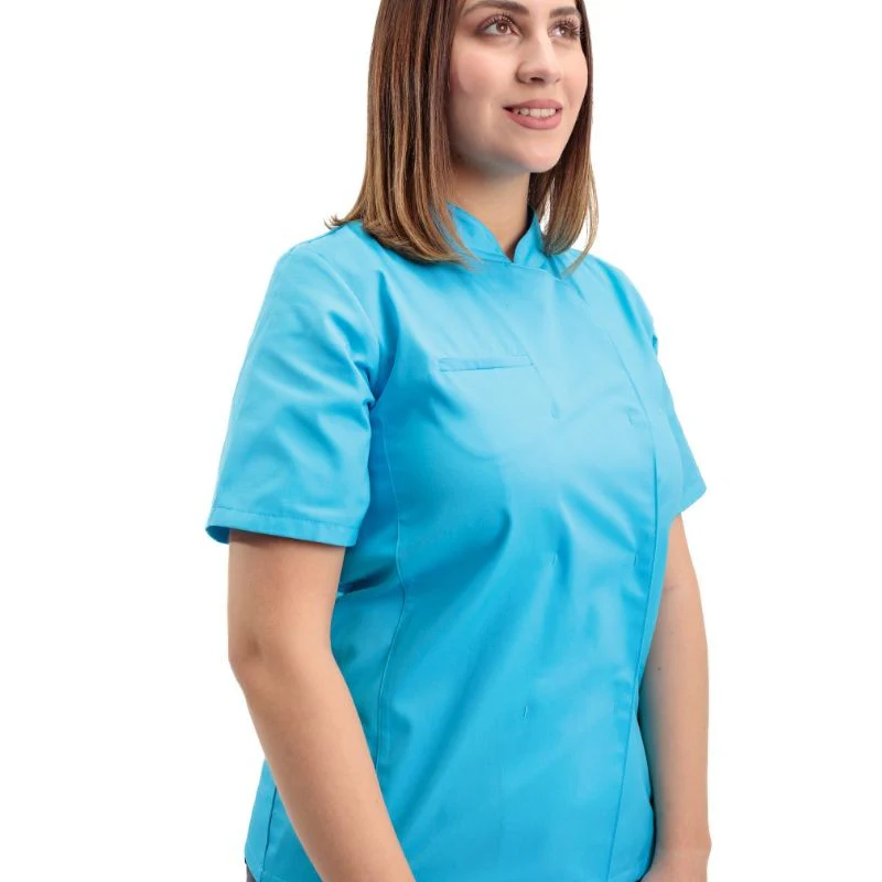 Veste de Cuisine Femme Californie Manches Courtes Turquoise  - MANELLI - Image 2