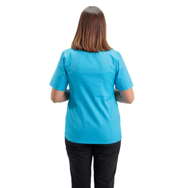 Veste de Cuisine Femme Californie Manches Courtes Turquoise  - MANELLI - Image 3