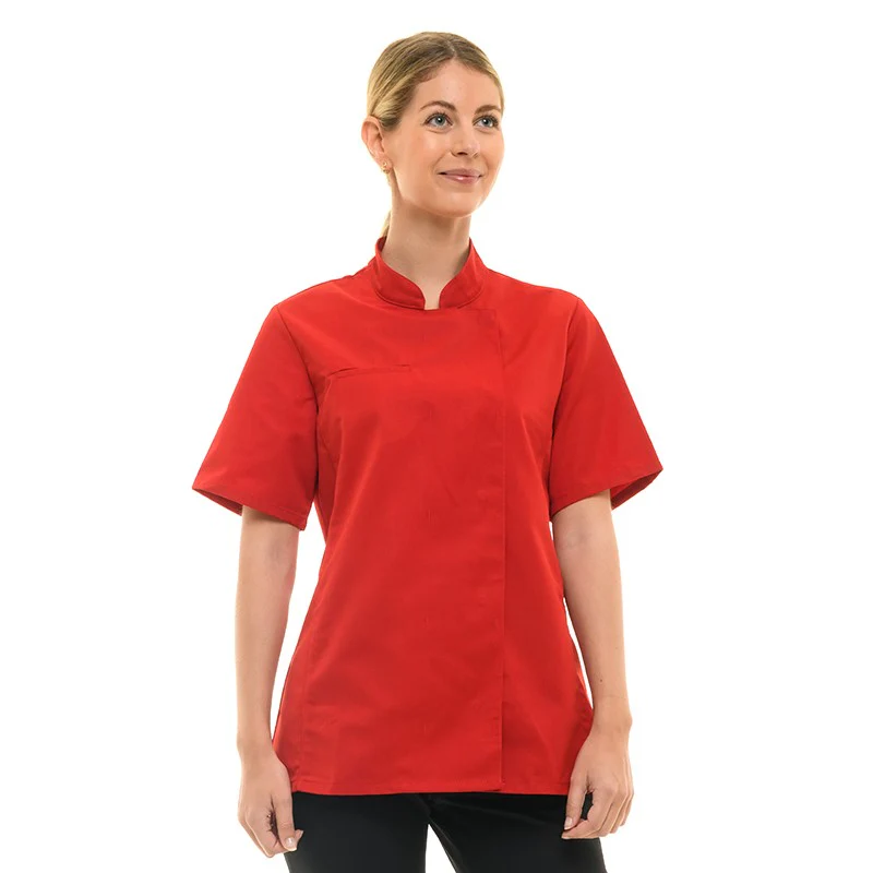 Veste de Cuisine Femme Californie Manches Courtes Bordeaux - MANELLI - Image 10