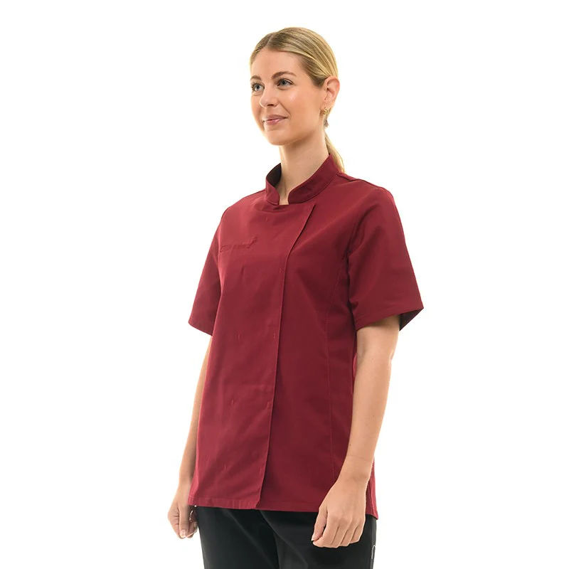 Veste de Cuisine Femme Californie Manches Courtes Bordeaux - MANELLI - Image 2