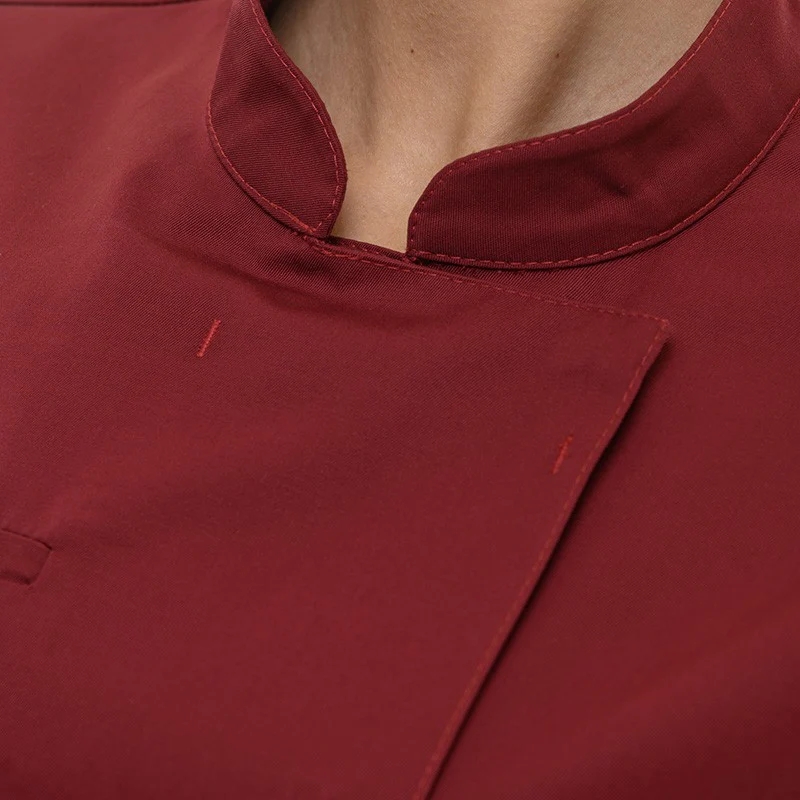 Veste de Cuisine Femme Californie Manches Courtes Bordeaux - MANELLI - Image 6