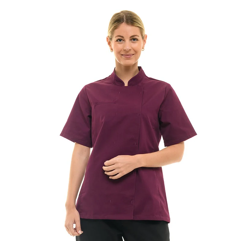 Veste de Cuisine Femme Californie Manches Courtes Bordeaux - MANELLI - Image 8