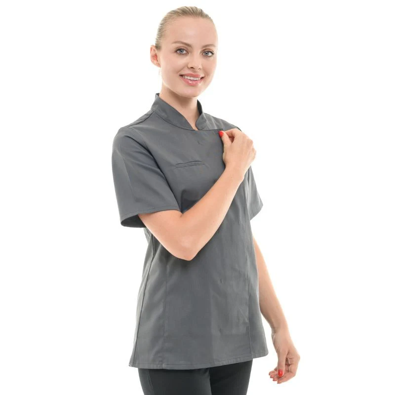 Veste de Cuisine Femme Californie Manches Courtes Grise - MANELLI - Image 2