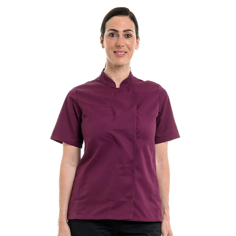 Veste de Cuisine Femme Californie Manches Courtes Prune - MANELLI