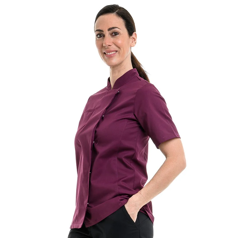 Veste de Cuisine Femme Californie Manches Courtes Prune - MANELLI - Image 2