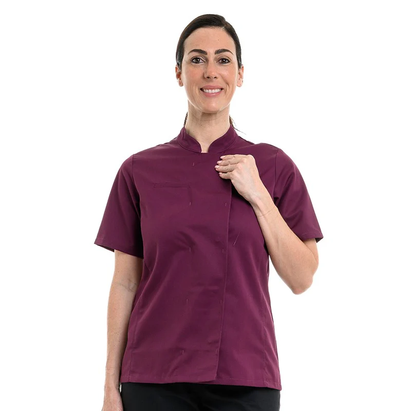 Veste de Cuisine Femme Californie Manches Courtes Prune - MANELLI - Image 4