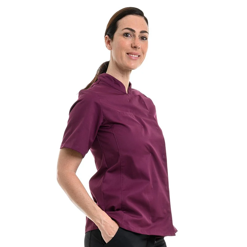 Veste de Cuisine Femme Californie Manches Courtes Prune - MANELLI - Image 5