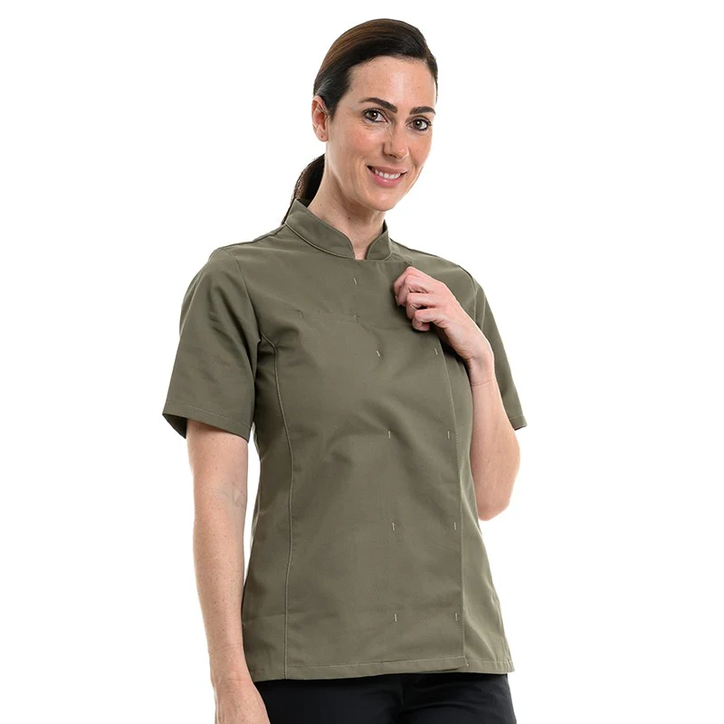 Veste de Cuisine Femme Californie Manches Courtes Vert Anis - MANELLI - Image 5