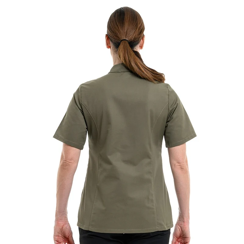 Veste de Cuisine Femme Californie Manches Courtes Vert Anis - MANELLI - Image 6