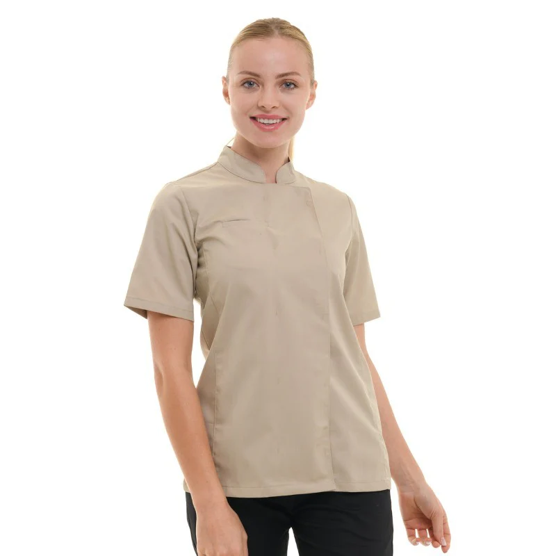Veste de Cuisine Femme Californie Manches Longues Beige - MANELLI - Image 5