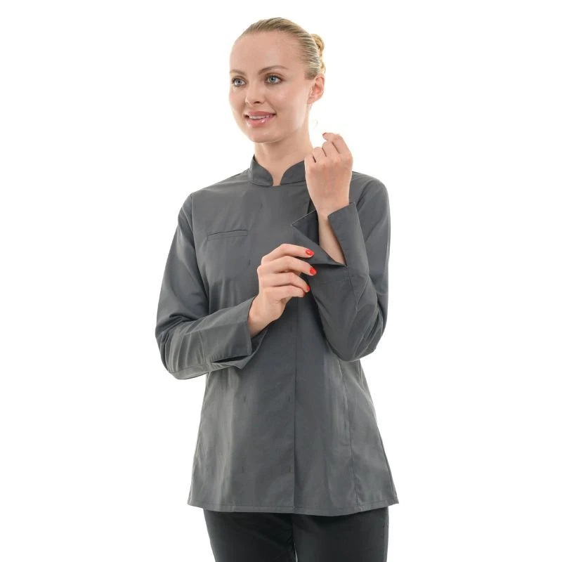 Veste de Cuisine Femme Californie Manches Longues Gris - MANELLI - Image 2