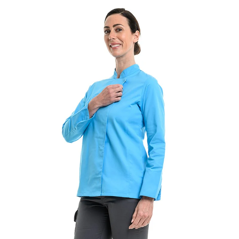 Veste de Cuisine Femme Californie Manches Longues Turquoise - MANELLI - Image 2
