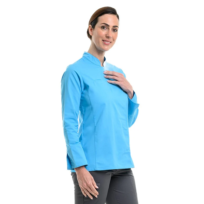 Veste de Cuisine Femme Californie Manches Longues Turquoise - MANELLI - Image 4