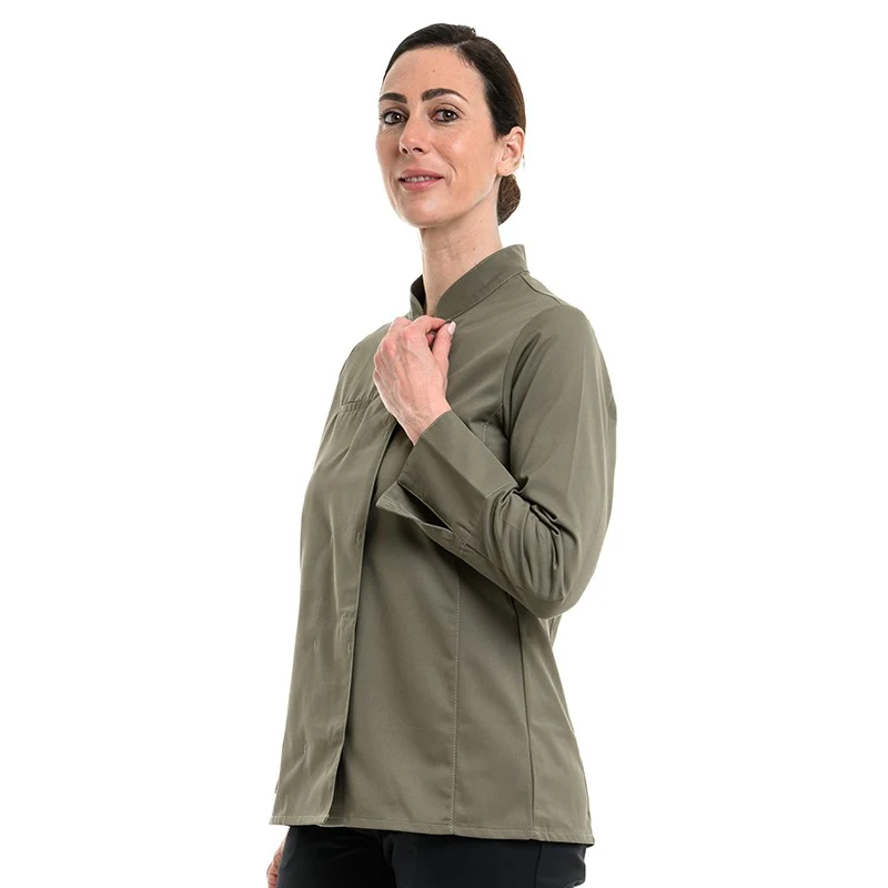 Veste de Cuisine Femme Californie Manches Longues Vert Kaki - MANELLI - Image 2