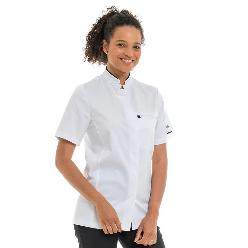 Veste de Cuisine Femme Manches Courtes Blanc et Noir Crush - MOLINEL - Image 2