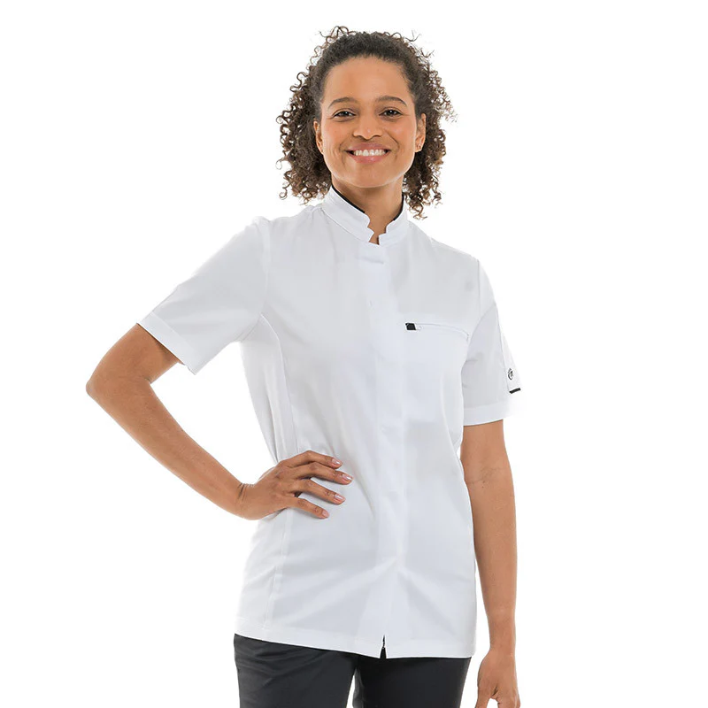 Veste de Cuisine Femme Manches Courtes Blanc et Noir Crush - MOLINEL - Image 4