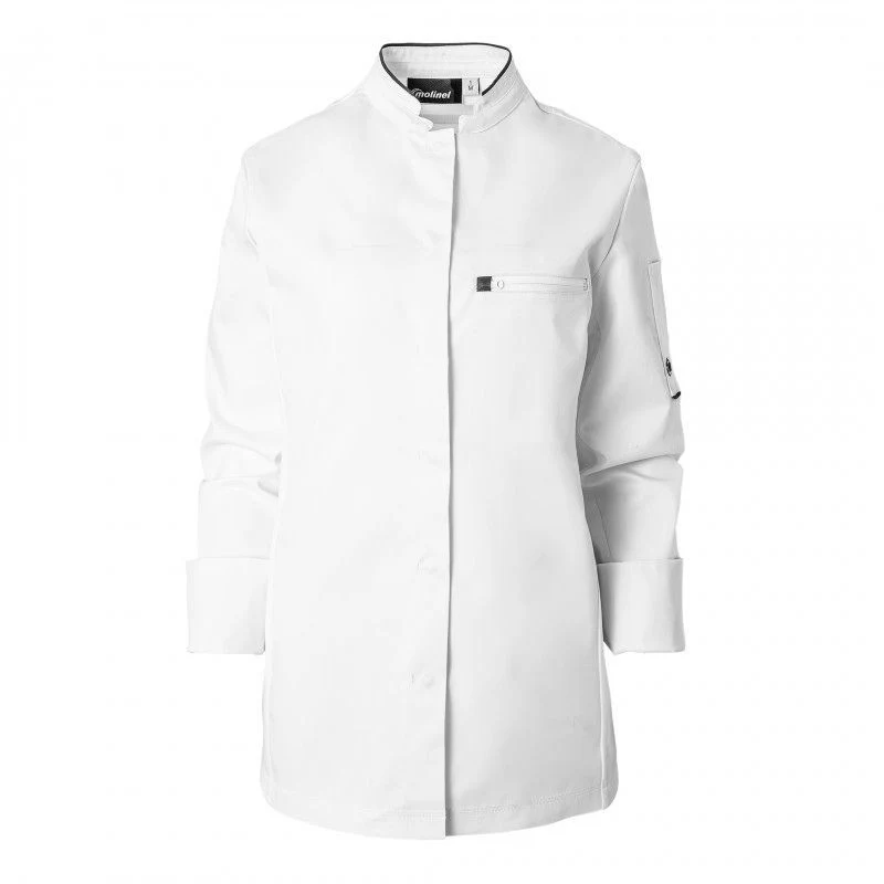 Veste de Cuisine Femme Manches Longues Blanc et Noir Crush - MOLINEL