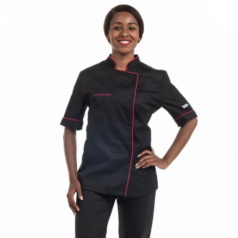 Veste de Cuisine Femme Dos Aéré Liseré Rose - MANELLI