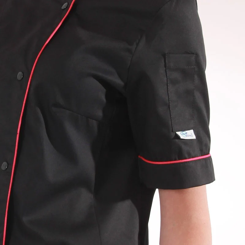 Veste de Cuisine Femme Dos Aéré Liseré Rose - MANELLI - Image 2
