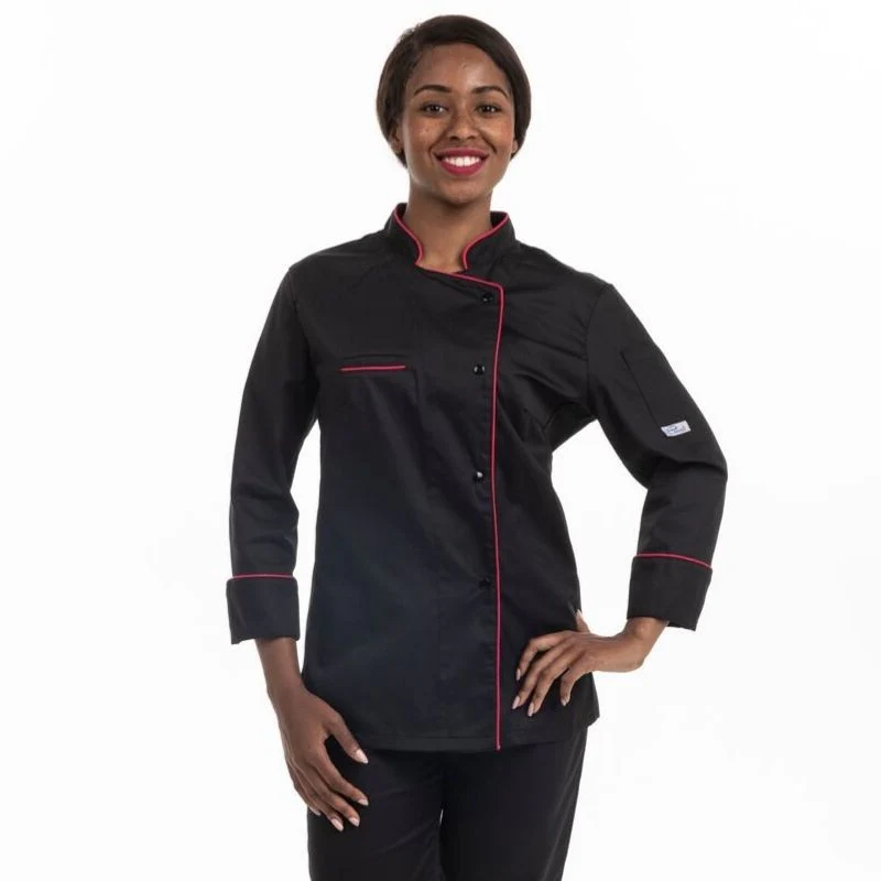 Veste de Cuisine Femme Dos Aéré Liseré Rose - MANELLI - Image 3