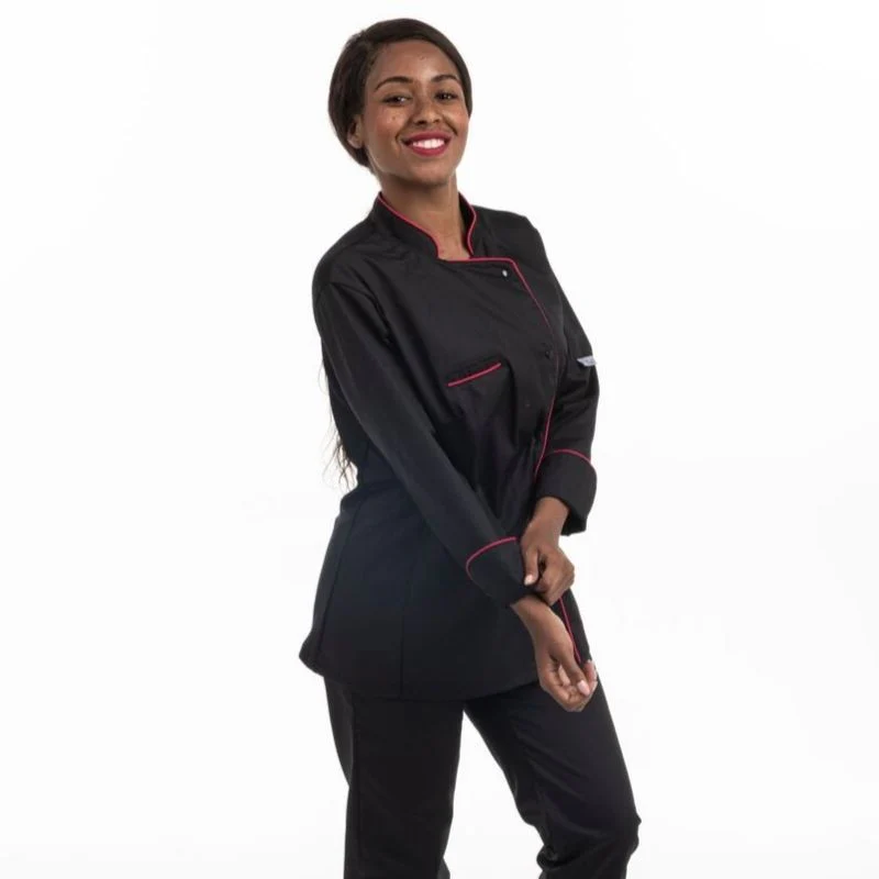 Veste de Cuisine Femme Dos Aéré Liseré Rose - MANELLI - Image 6