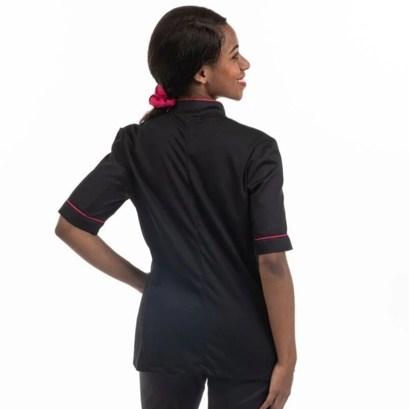Veste de Cuisine Femme Dos Aéré Liseré Rose - MANELLI - Image 7