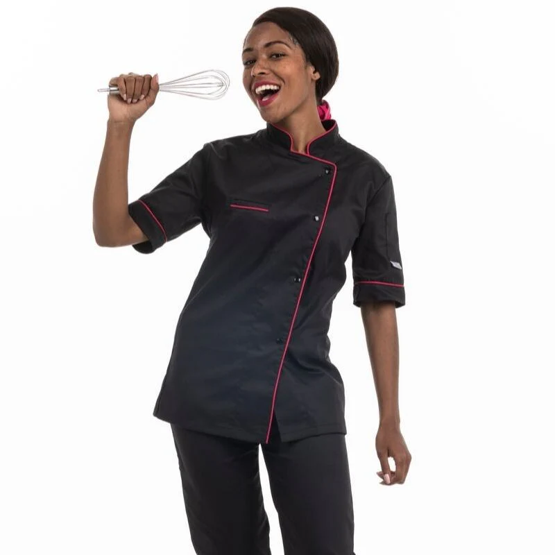 Veste de Cuisine Femme Liseré Fuchsia Elisa - MANELLI - Image 3