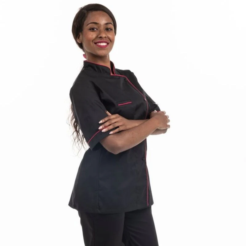 Veste de Cuisine Femme Liseré Fuchsia Elisa - MANELLI - Image 5