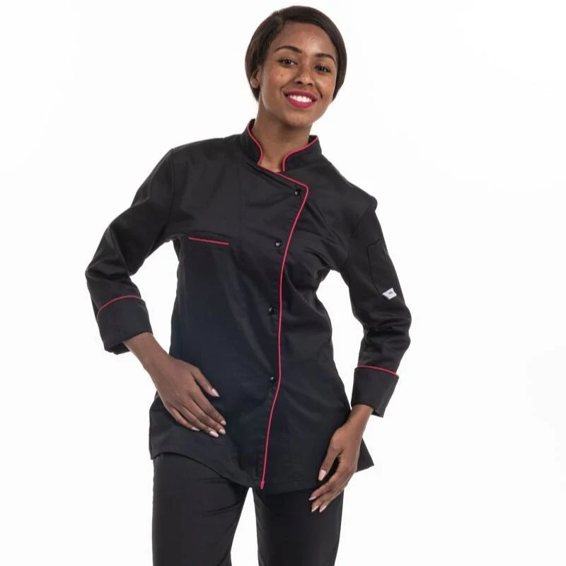 Veste de Cuisine Femme Liseré Fushia Elisa - MANELLI