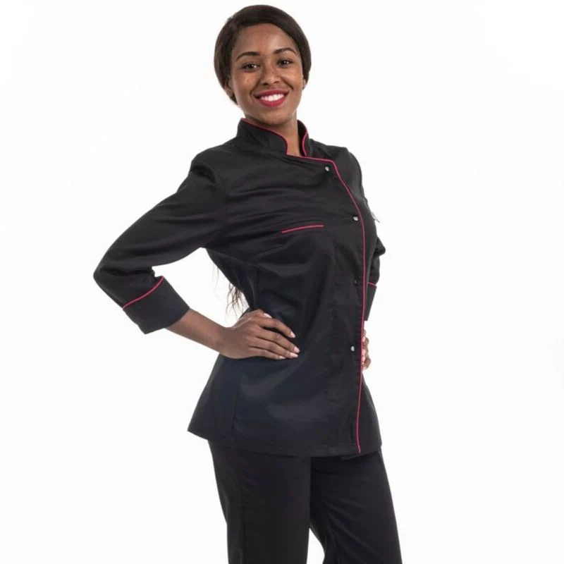 Veste de Cuisine Femme Liseré Fushia Elisa - MANELLI - Image 3