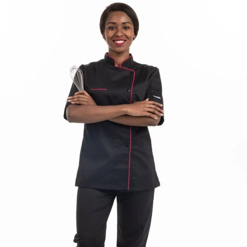 Veste de Cuisine Femme Liseré Fushia Elisa - MANELLI - Image 4