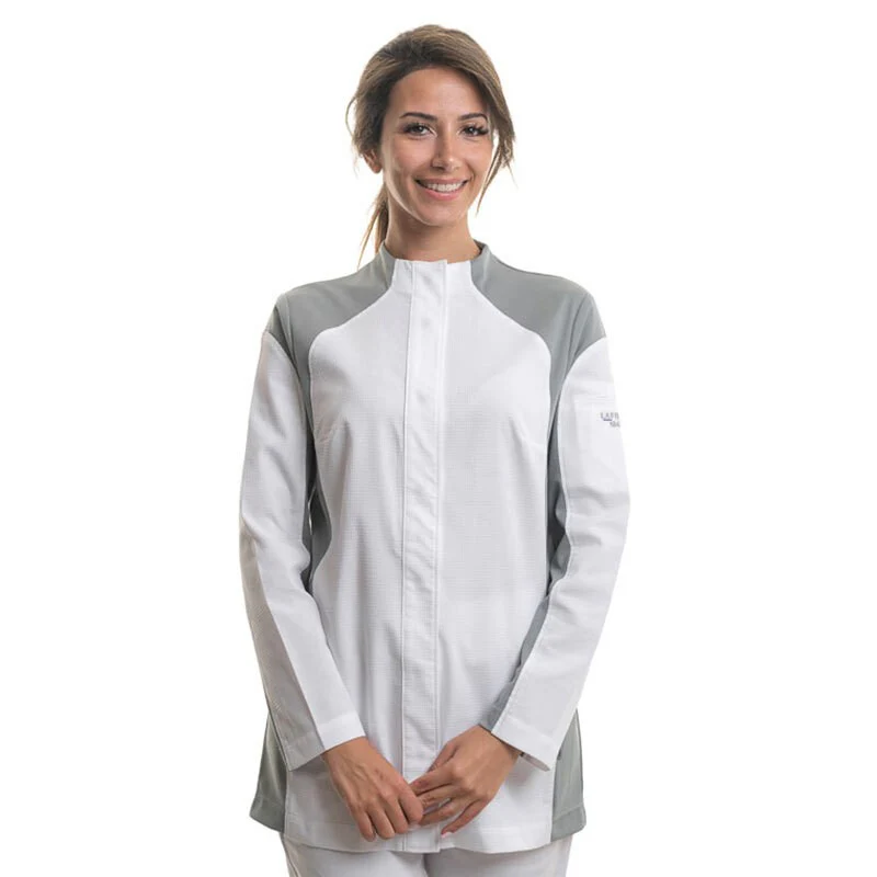 Veste de Cuisine Femme Emulsion Blanc et Gris - LAFONT CUISINE - Image 2