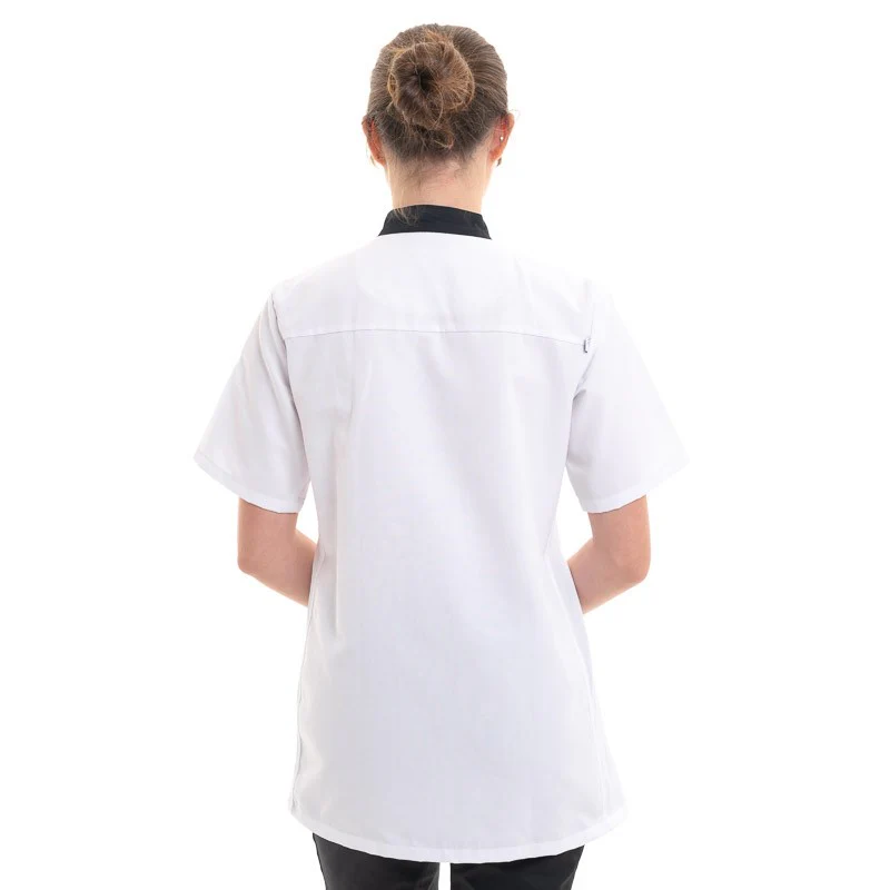 Veste de Cuisine Femme Manches Courtes Expression Banche Liseré Couleur - ROBUR - Image 7