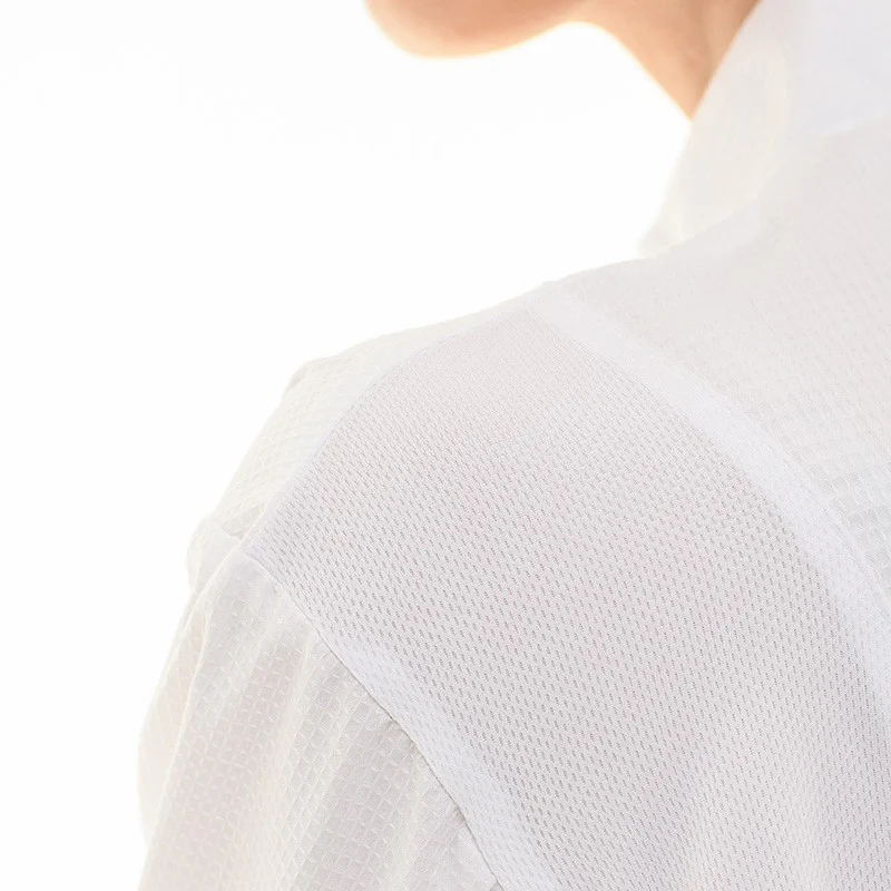 Veste de Cuisine Femme Gaufrée Malaga Manches Longues Blanche - MANELLI - Image 8