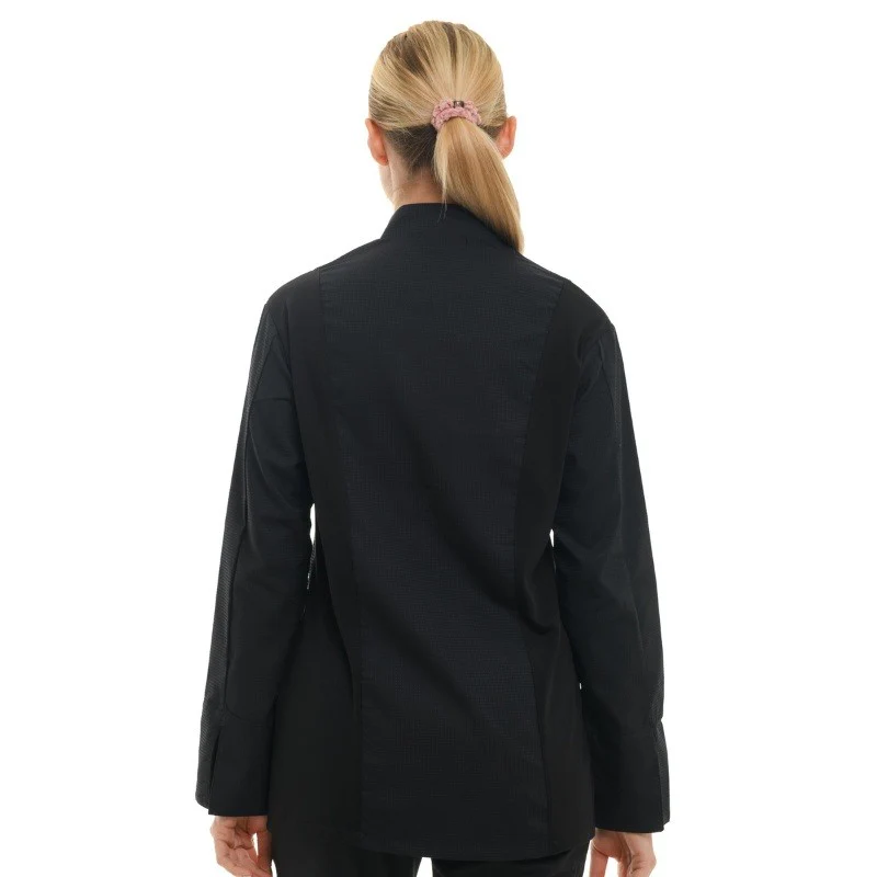 Veste de Cuisine Femme Gaufrée Malaga Manches Longues Noire - MANELLI - Image 3