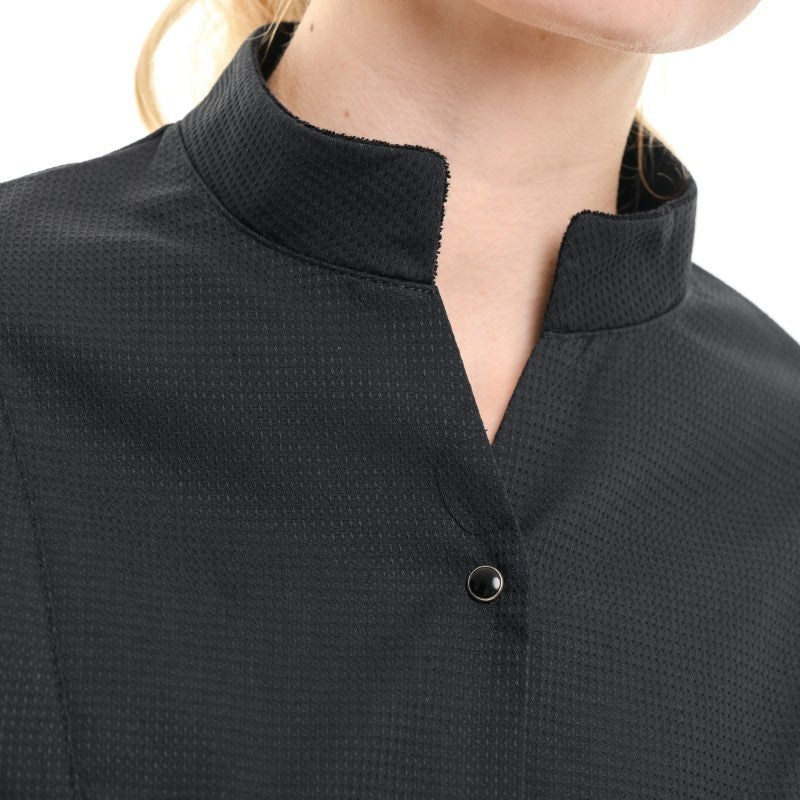 Veste de Cuisine Femme Gaufrée Malaga Manches Longues Noire - MANELLI - Image 4