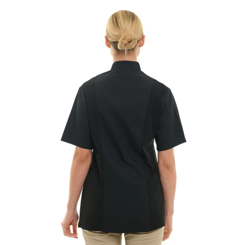 Veste de Cuisine Femme Gaufrée Malaga Manches Longues Noire - MANELLI - Image 7