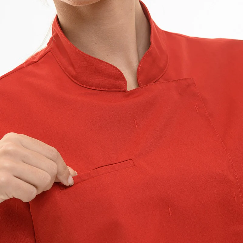 Veste de Cuisine Femme Légère Rouge Californie - MANELLI - Image 4