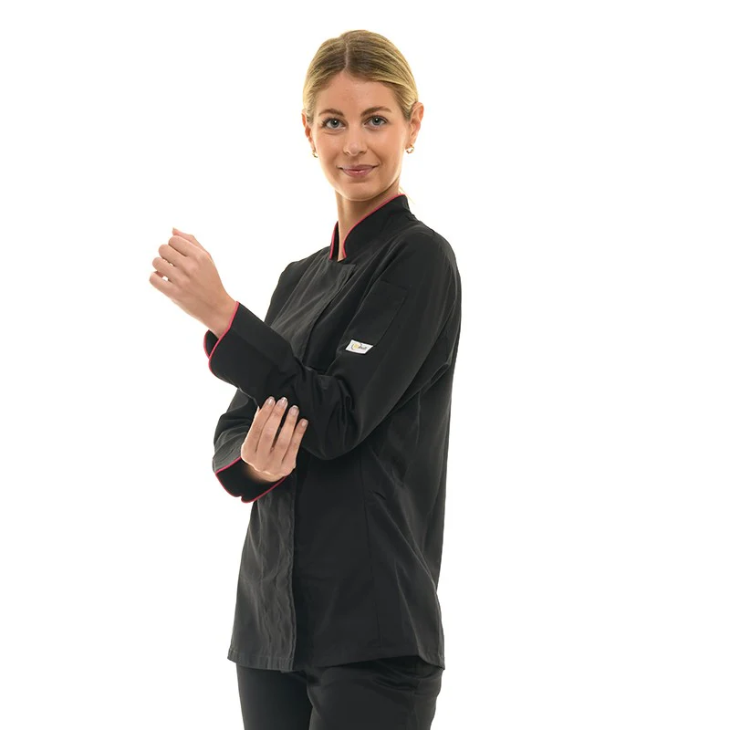 Veste de Cuisine Femme Rosy Liseré Fushia - MANELLI - Image 5