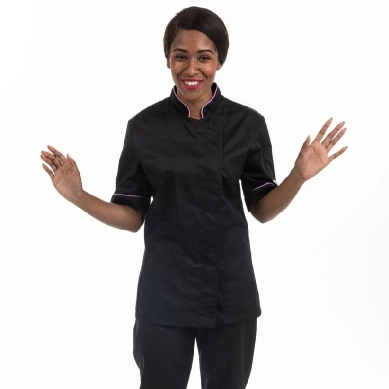 Veste de Cuisine Femme Liseré Lilas MC - MANELLI - Image 2
