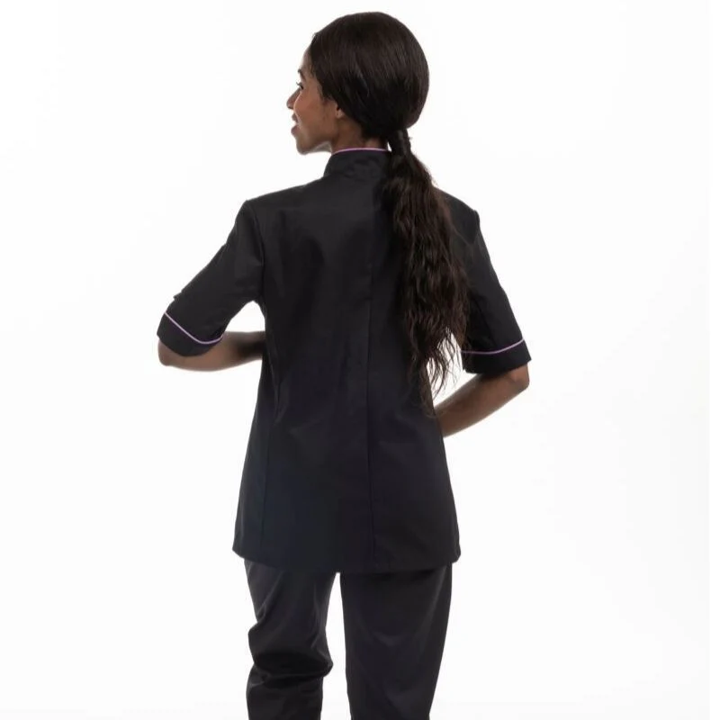 Veste de Cuisine Femme Liseré Lilas MC - MANELLI - Image 3