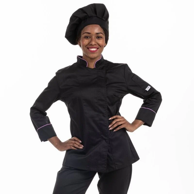 Veste de Cuisine Femme Liseré Lilas MC - MANELLI - Image 4