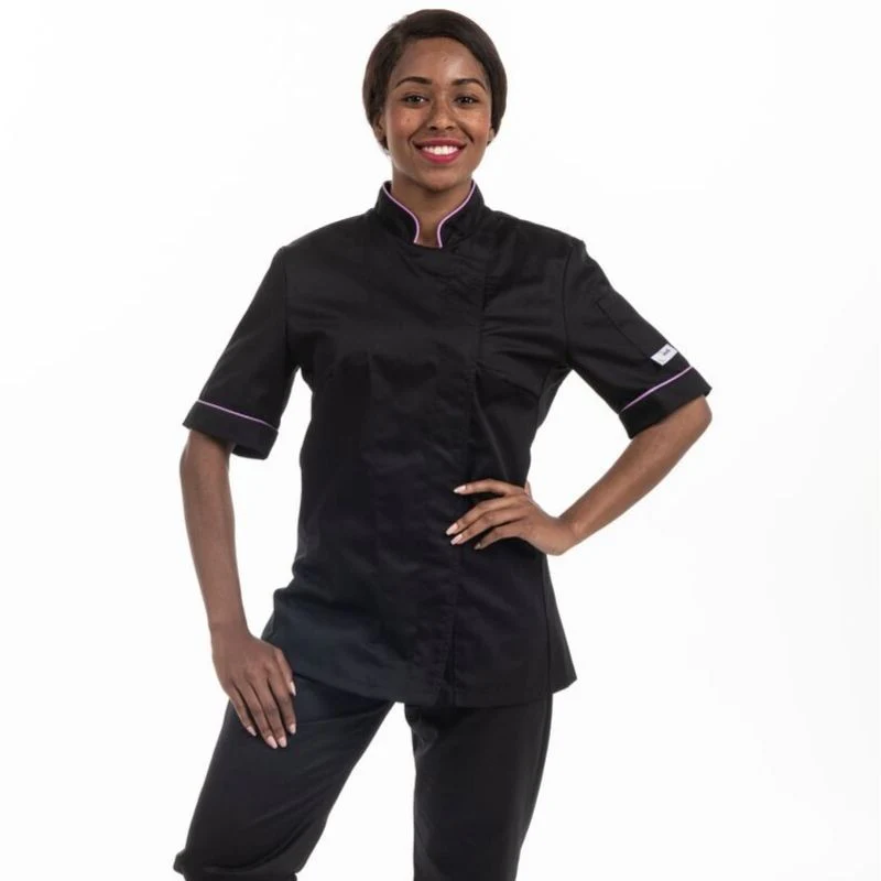Veste de Cuisine Femme Liseré Lilas ML - MANELLI - Image 4