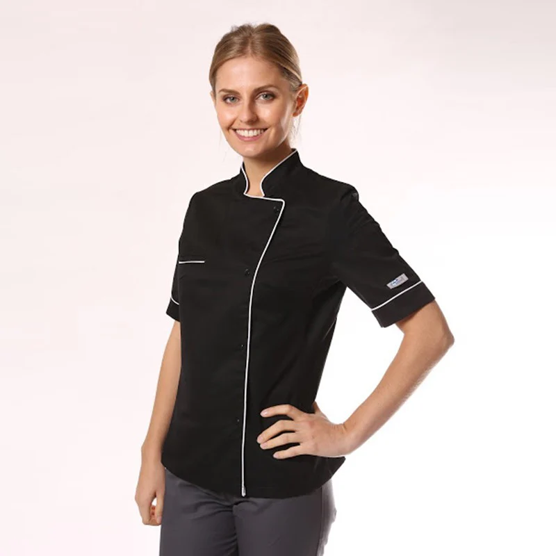 Veste de Cuisine Femme Liseré Rouge MC - MANELLI - Image 11