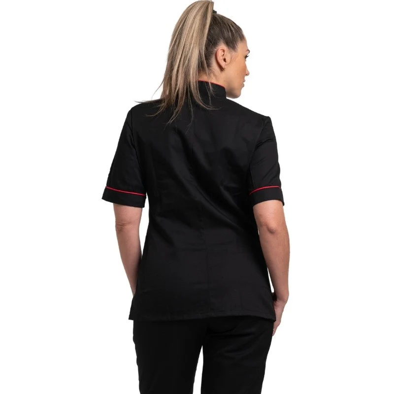 Veste de Cuisine Femme Liseré Rouge MC - MANELLI - Image 3
